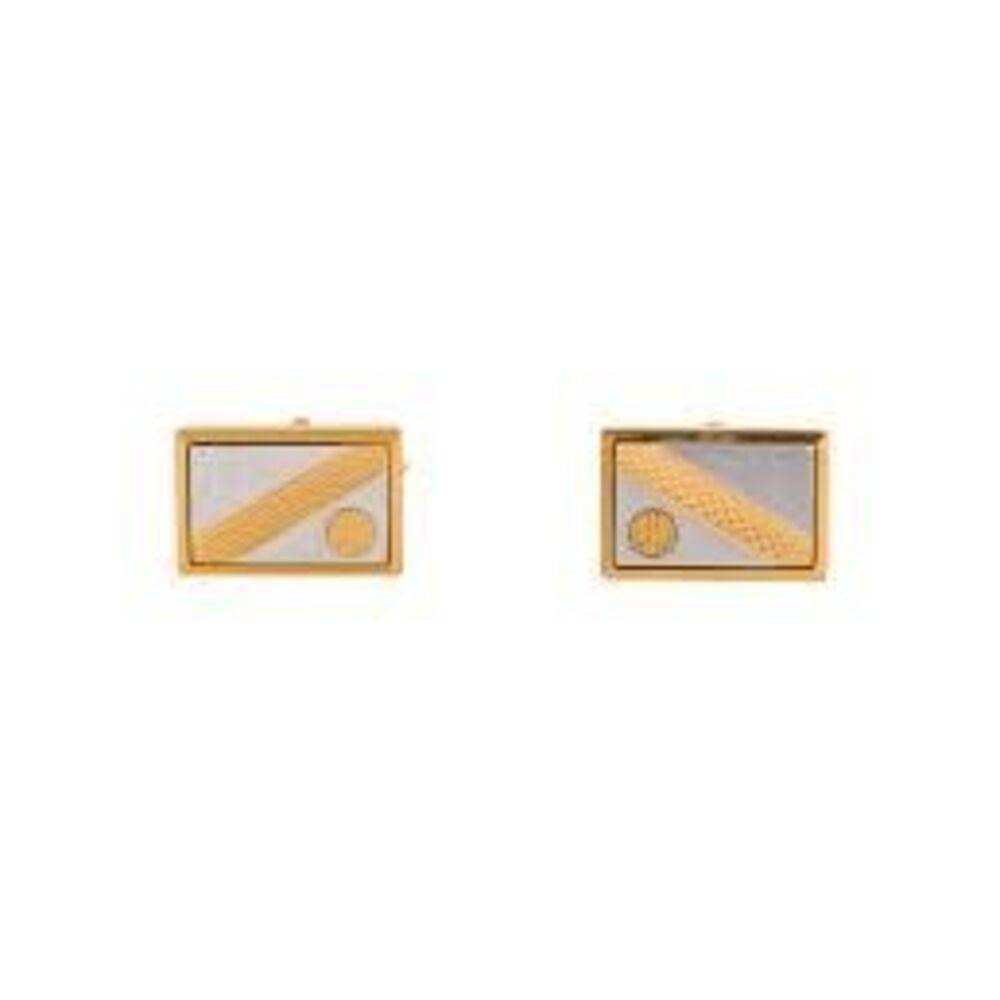 Dunhill Two Tone Rectangular Cuff Links Silver Go… - image 1